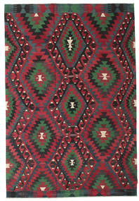 Kelim Halvt Antikke Tyrkiske Teppe 194X284 Mørk Grå/Rød Ull, Tyrkia Carpetvista