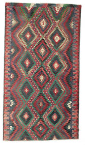 188X343 Kilim Vintage Turkish Rug Oriental Red/Dark Grey (Wool, Turkey) Carpetvista