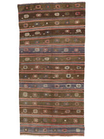 162X320 絨毯 キリム ヴィンテージ トルコ オリエンタル 廊下 カーペット 茶色/ブラック (ウール, トルコ) Carpetvista