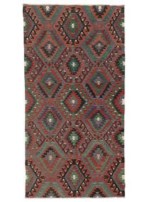 156X300 Alfombra Kilim Vintage Turquía Oriental De Pasillo Negro/Rojo Oscuro (Lana, Turquía) Carpetvista