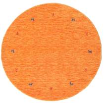 Gabbeh Loom Two Lines Ø 150 Small Orange Round Wool Rug