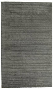  300X500 Plain (Single Colored) Large Handloom Fringes Rug - Dark Grey Wool