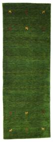  80X250 Small Gabbeh Loom Two Lines Rug - Green Wool