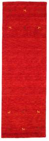  80X250 Small Gabbeh Loom Two Lines Rug - Rust Red Wool