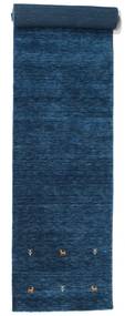  80X400 Pequeno Gabbeh Loom Two Lines Tapete - Azul Escuro Lã
