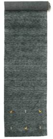  80X400 Pequeno Gabbeh Loom Two Lines Tapete - Cinza Escuro/Verde Lã