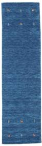 Gabbeh Loom Two Lines 80X300 Small Blue Runner Wool Rug
