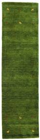 Gabbeh Loom Two Lines 80X300 Small Green Runner Wool Rug