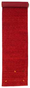 Gabbeh Loom Two Lines 80X400 Small Red Runner Wool Rug