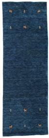 Gabbeh Loom Two Lines 80X250 Small Dark Blue Runner Wool Rug