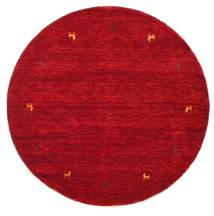 Gabbeh Loom Two Lines Ø 150 Small Red Round Wool Rug
