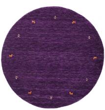 Gabbeh Loom Two Lines Ø 150 Small Purple Round Wool Rug