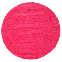  Ø 150 Small Gabbeh Loom Two Lines Rug - Dark Pink Wool