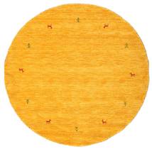  Wool Rug Ø 150 Gabbeh Loom Two Lines Yellow Round Small