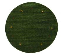 Wool Rug Ø 150 Gabbeh Loom Two Lines Green Round Small