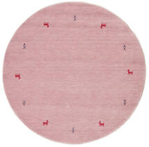 Gabbeh Loom Two Lines Ø 150 Small Pink Round Wool Rug