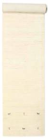  80X400 Small Gabbeh Loom Two Lines Rug - Off White Wool
