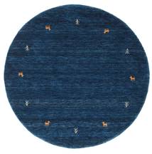 Gabbeh Loom Two Lines Ø 150 Small Dark Blue Round Wool Rug