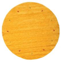  Wool Rug Ø 200 Gabbeh Loom Two Lines Yellow Round