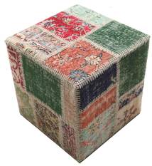 50X50 Patchwork Hocker/Ottoman Sitzpouf Teppich Orientalischer Quadratisch (Wolle, Türkei) Carpetvista