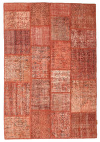 Patchwork Rug 138X202 Orange/Red Wool, Turkey Carpetvista