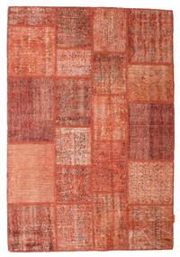 Patchwork Rug 138X201 Orange/Red Wool, Turkey Carpetvista