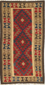 Kelim Maimane Teppich 98X189 Braun/Orange Wolle, Afghanistan Carpetvista