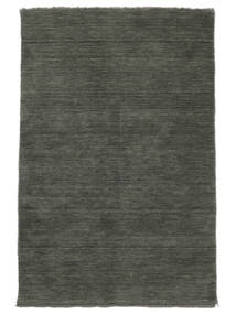  Wool Rug 100X160 Handloom Fringes Dark Grey Small