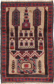 絨毯 バルーチ 83X135 レッド/ダークレッド (ウール, アフガニスタン)