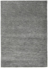 140X200 Einfarbig Klein Handloom Teppich - Dunkelgrau Wolle