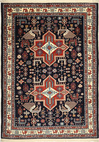 208X295 Alfombra Oriental Mashad Negro/Rojo Oscuro (Lana, Persia/Irán) Carpetvista