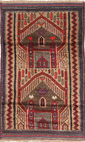 絨毯 バルーチ 83X135 ダークレッド/レッド (ウール, アフガニスタン)