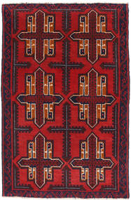  Orientalsk Beluch Tæppe 86X138 Rød/Mørkerød Uld, Afghanistan Carpetvista