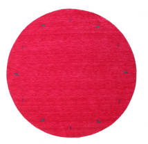  Wool Rug Ø 200 Gabbeh Loom Two Lines Dark Pink Round