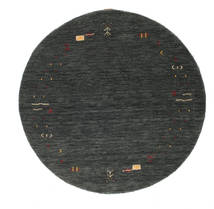 Gabbeh Loom Frame Ø 150 Pequeno Cinza Escuro/Verde Redondo
 Tapete Lã
