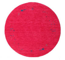  Ø 150 Small Gabbeh Loom Frame Rug - Dark Pink Wool