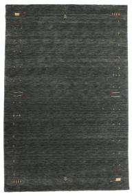  190X290 Gabbeh Loom Frame Tapete - Cinza Escuro/Verde Lã