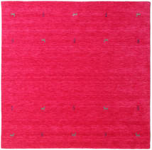 Gabbeh Loom Two Lines 200X200 Rosa Escuro Quadrado Tapete Lã