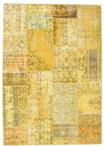 160X228 Patchwork Teppich Moderner Gelb/Orange (Wolle, Türkei) Carpetvista