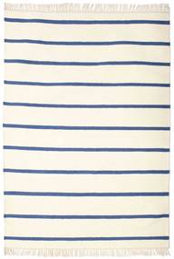  140X200 Striped Small Dhurrie Stripe Rug - White/Blue Wool
