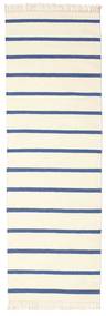  80X300 Striped Small Dhurrie Stripe Rug - White/Blue Wool