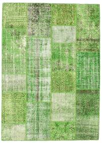 Patchwork Rug 161X225 Green Wool, Turkey Carpetvista