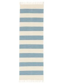 Cotton Stripe 80X250 Pequeno Azul Claro Listrado Passadeira Tapete Algodão