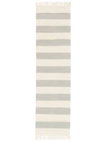 廊下 絨毯 80X300 綿 コットン Stripe - グレー/オフホワイト