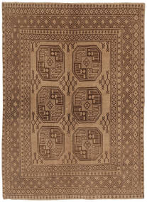  Orientalischer Afghan Fine Teppich 139X191 Braun/Orange Wolle, Afghanistan Carpetvista