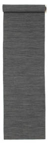 Kelim Loom 80X600 Small Dark Grey Plain (Single Colored) Runner Wool Rug