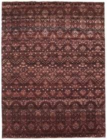 234X308 Damask Teppich Moderner Dunkelrot/Rot (Wolle, Indien) Carpetvista