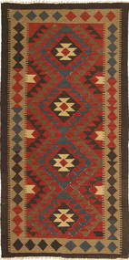 94X190 絨毯 オリエンタル キリム マイマネ 茶色/レッド (ウール, アフガニスタン) Carpetvista