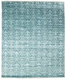 Damask Teppich 252X308 Blau/Helltürkis Großer Wolle, Indien Carpetvista