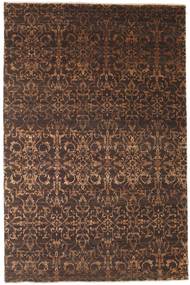 Damask Teppich 193X293 Braun Wolle, Indien Carpetvista
